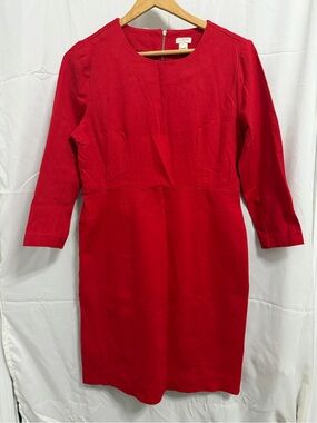 J. Crew Red Long Sleeve Sheath Dress